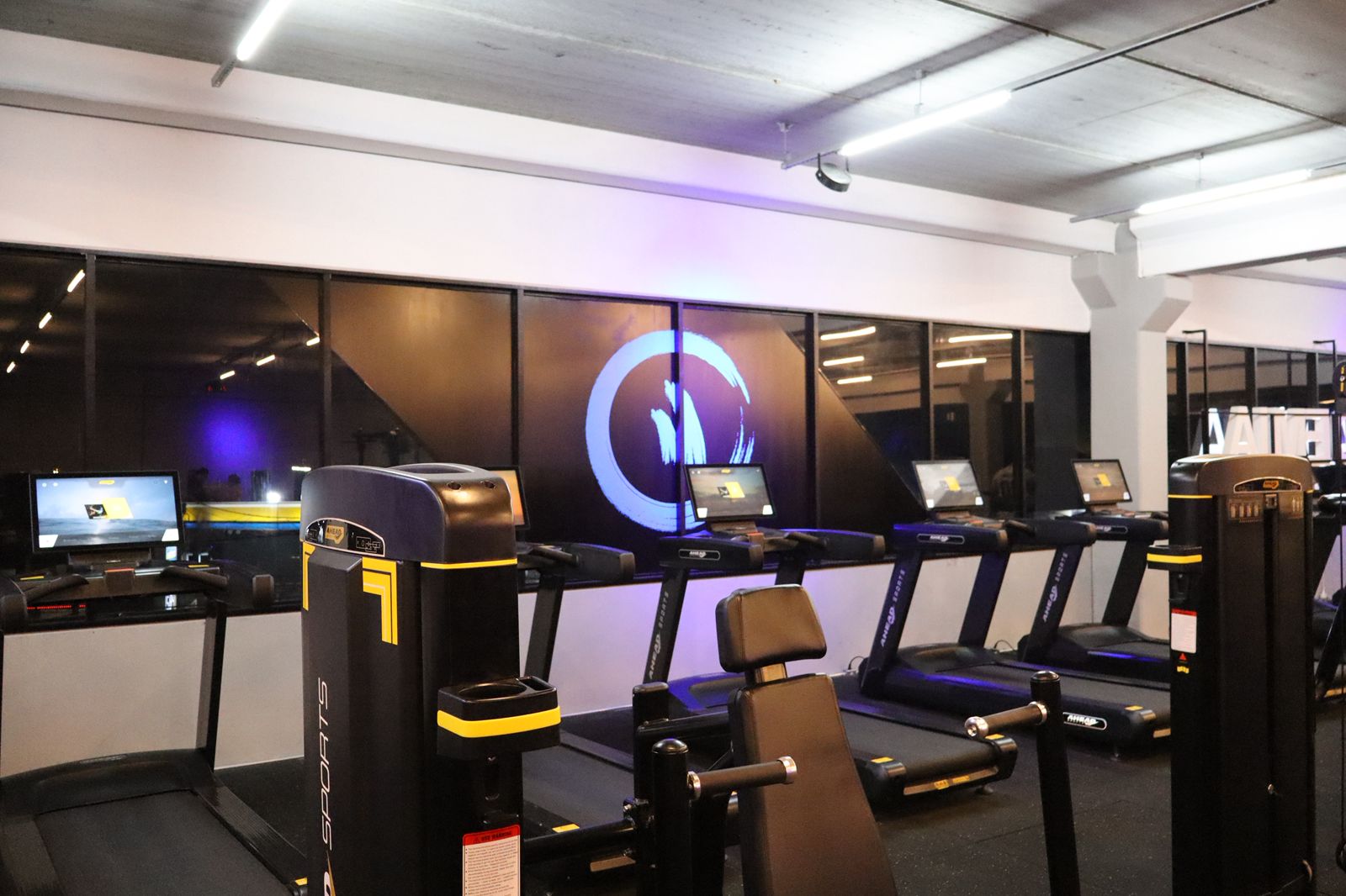 Área de cardio do CTE Gueto com esteiras AHEAD Sports